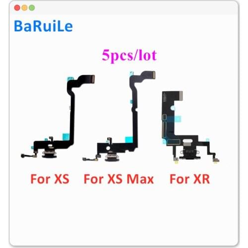 BaRuiLe 5pcs Charging Port Flex Cable for iPhone XR XS Max Charger USB Dock Conector Flex Cable Repair parts