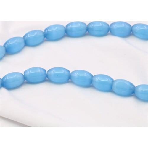 High Quality Light Blue 8*12mm Rice Mexican Opal Cat Eyes Loose Beads Womens DIY Gift Factory Price Jewelry Making 14inch B1571