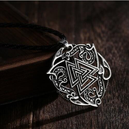 CHENGXUN 2021 New Valknut Pendent Necklace for Men Women Norse Mythology Stainless Steel Vintage Daily Jewelry Sacred Geometry