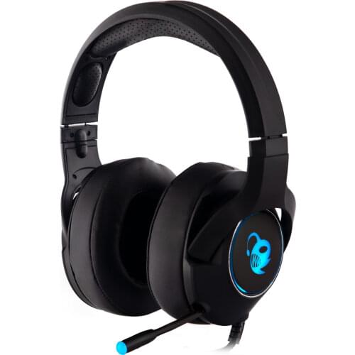 DeepChroma gaming headset with retractable microphone. Compatible with computer, Playstation 4, Xbox One