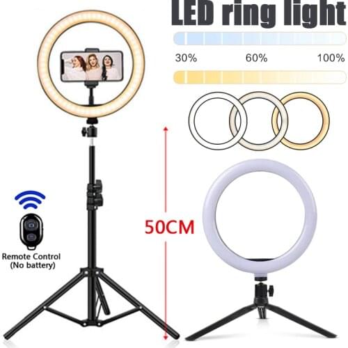 LED Dimmable Ring Light Photography Selfie Fill Lamp Rim With 50cm Tripod For TikTok YouTube Video Live Phone Round Ring Ligth