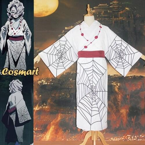 Anime Demon Slayer Kimetsu no Yaiba Spider Hill Rui Spider Ghost Cosplay Costume Battle Suit Kimono Uniform Halloween Outfit For