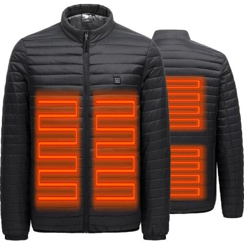 Men Ultralight Heated Jacket Winter Warm USB Heating Vest Smart Thermostat Hooded Heated Clothing Waterproof Warm Padded Jacket