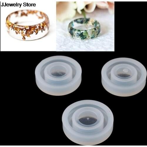 Hot Selling 3Pcs/set Flexible Assorted Silicone Ring Mold For Making Resin Epoxy Jewelry DIY Tools Transparent Round Shape