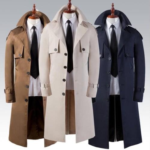 England mens trench coats man single-breasted long coat men clothes slim fit overcoat business long sleeve spring autumn korean