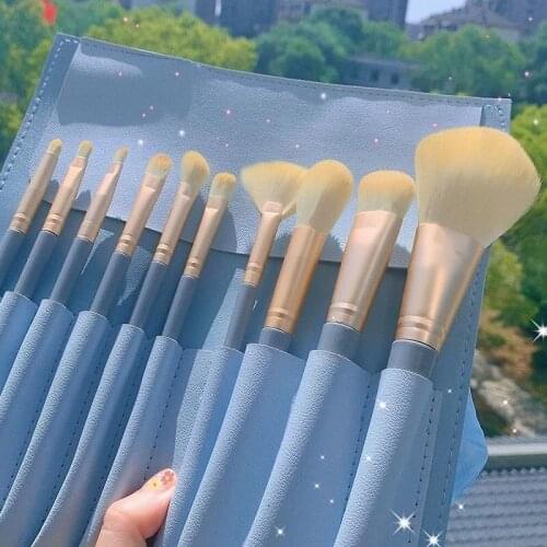 Makeup Brushes Set-The Baby Blue 10pcs Cosmestic Brushes-Foundation & Powder&Blush Fiber Beauty Pens-Make Up Tool