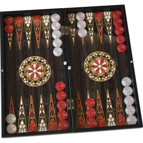Backgammon Set 49x25x7 Cm Big Size Classic Laser Cutting Mdf Digital Printing Acrylic Stamps - Mosaic Motifs