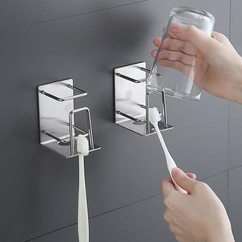 Stainless Steel Toothbrush Holder Wall Mounted Toothpaste Dispenser Waterproof Toothbrush Organizer Bathroom Accessories