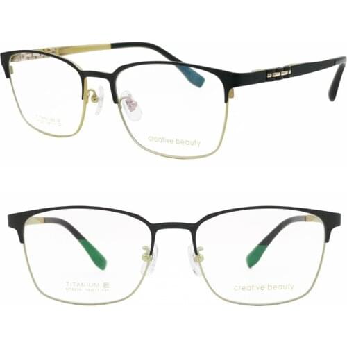 High classic designer pure titanium full-rim IP color coating flexible Hollow out elastic square prescription glasses for men