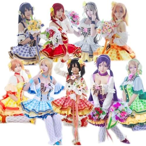 Lovelive! Bouquet Hand Flower Awaken Love Live All Members Full set Umi Kotori Maki Nico Rin Cosplay Costume Cute Lolita Dress