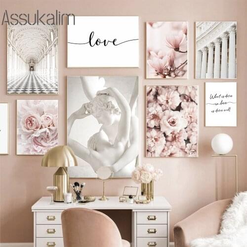 Nordic Canvas Poster Peony Flowers Paintings Gallery Print Islamic Posters Statue Prints Modern Pictures For Living Room Decor