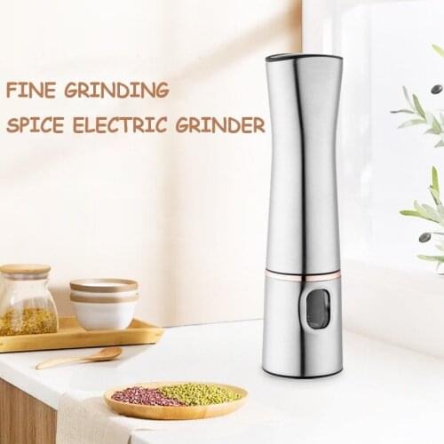 Portable Electric Pepper Mill Stainless Steel Salt Herb Grinder Adjustable Pepper Spice Powder Bottles Kitchen Grinding Gadgets