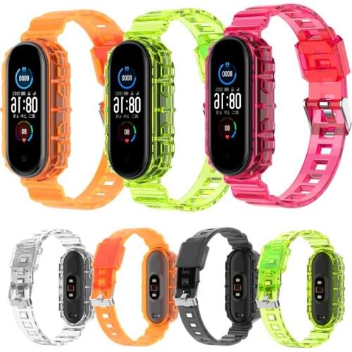 For Xiaomi Mi Band 5 / 6 Watchband Sport Straps Smart Watch Wristband For Huami Amazfit Band 5 Rainbow Transparent Bracelet
