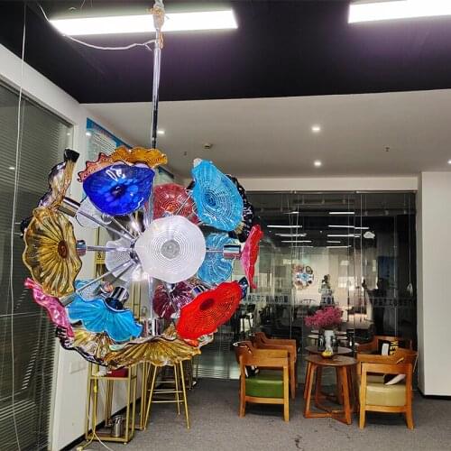 Luxury Flower Ceiling Chandeliers G4 Murano Glass Chandelier Lighting LED Art Light Fixtures Indoor Light Flower Home Hotel