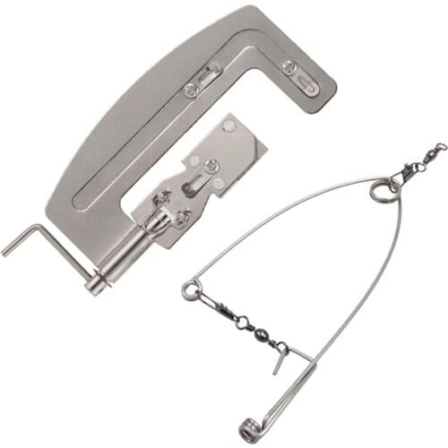 Fishing Hooks Line Tier + Hook Trigger Spring Machine Stainless Steel Fish Hook Line Knotter Tying Fish Catch Tool