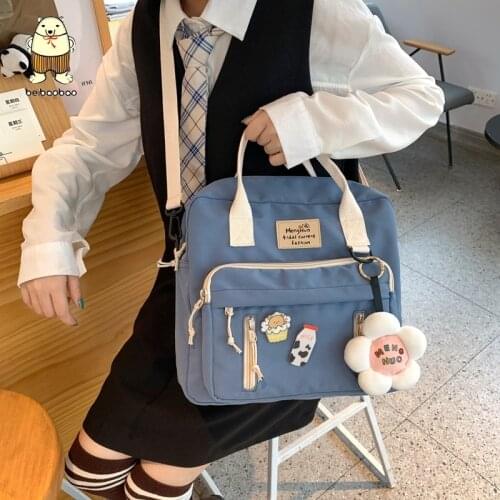 Beibaobao Female Small Schoolbag Badge Women Backpacks Lovely Multifunctional Backpack Ring Buckle Portable Travel Bag