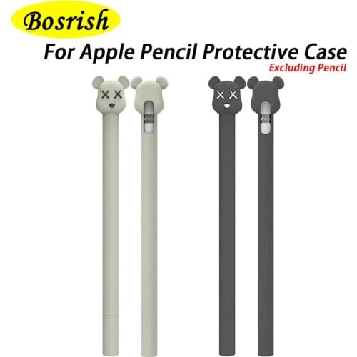 Bosrish Cartoon Brand Silicone For Apple Pencil 1 2 Case Bag Cute For iPad Tablet Touch Pen Stylus Protective Sleeve Cover Coque