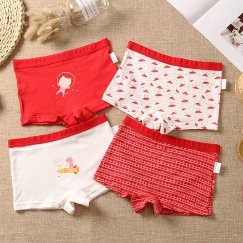 YourSeason Girls Cartoon Printed Teen Panties Pure Cotton Children Underpants Girl Red Underwear Kids Shorts Boxers Clothing