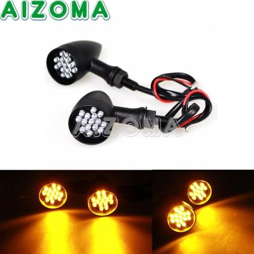 2pcs Black Universal Motorcycle Turn Signal Amber LED Blinker Indicator Light Aluminum Flasher Lamp for Suzuki Yamaha Honda