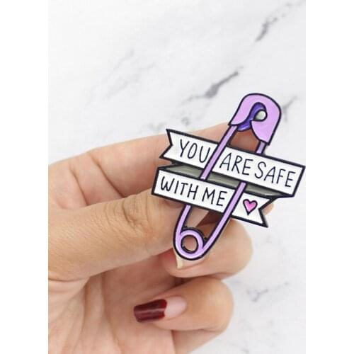 You Are Safe With Me Brooch Pin Soft Enamel Lapel Pins Badge Girl Jewelry For Clothing Accessories Gifts