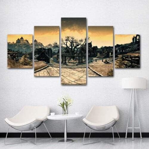 Game v skyrim landcape diamond embroidery,Multi-Panel full round drill 3d cross stitch mosaic diamond painting 5 pieces