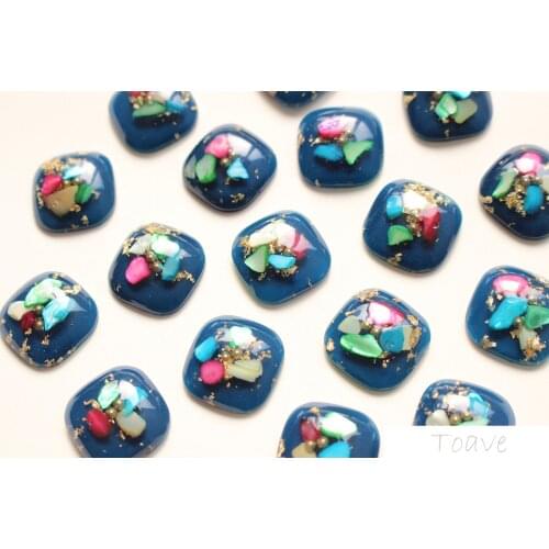 Japanese Retro Square Resin Hand-Made Materials Gold Foil Natural Shell Semi-Circular DIY Earrings Accessories 6 pieces