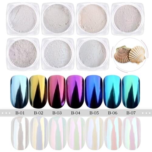 7pcs Mirror Chrome Nail Powder Nail Art Glitter Dust Sequin Spangles UV Gel Polishing For Nails DIY Manicure Decoration JIB01-07
