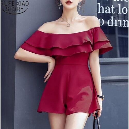 2021 Summer Women New French Fashion Double Ruffled Off The Shoulder Dress Thin Burgundy Casual Women Clothes 9343