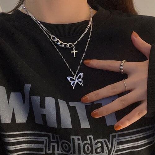 Vintage Punk Square On The Neck Choker Butterfly Necklace For Women Twist Gold Color Chunky Thick Chain Necklaces Boho Jewelry