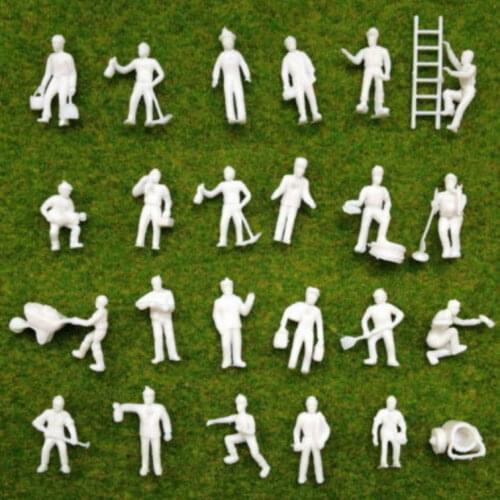 20PCS 1:87 Scale Model Railway White Worker People White workers various poses of male characters Perfect model figures