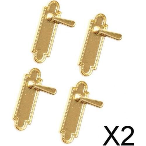2x4 Pieces Dollhouse Miniature Alloy Door Locks 1/12 Dolls House Accessories