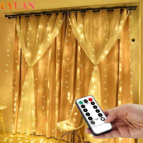3M LED Curtain String Lights Remote Control USB Fairy Lights Garland Curtain Lamp Garden Decoration Wedding Bedroom Decor Lights