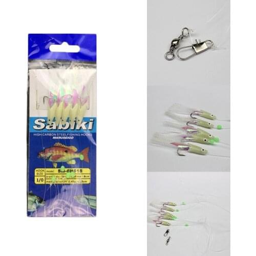 5pcs/set Fishing Luminous Hook Outdoor Winter Ice Fishing String Hook 1# Fishing 2# Accessories 4# Luminous 1/0# Lure 3# Ge S3O2