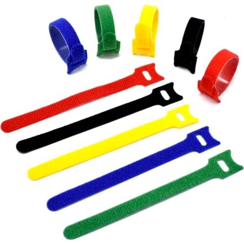 50Pcs reusable color cable ties nylon cable ties T-shaped velcro cable ties with hook and loop finishing tools cable organizer