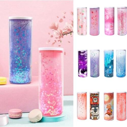 NBX Stand Up Pencil Case Newmebox Transparent Pencil Box Calculator Electronic Clock School Case Supplies For Girls Boys Teenage