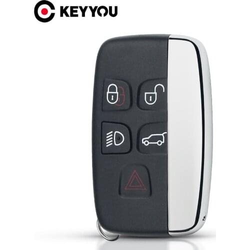 KEYYOU Key Shell For Land Rover Ranger Rover Key Case Evoque Discovery 4 Freelander Evoque 2010-15 Fob Remote 5 Button Case logo