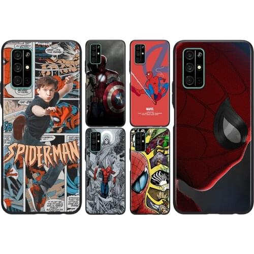 Avengers Spiderman For Huawei Honor 50 SE V30 View 20 V20 30i 30S 30 20S 20E 20i 20 Lite Pro Plus Black Phone Case