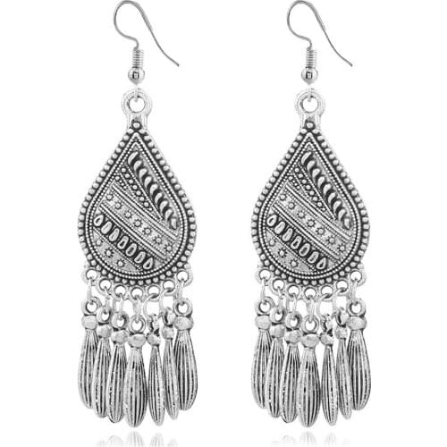 CRLEY jewelry female drop earrings with antique silver beads tassel water drop dangle earring jewelry mothers day gifts 2019