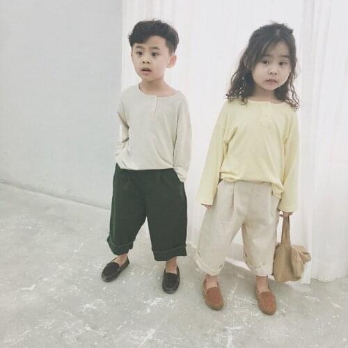 Childrens Casual Pants 2019 Spring New Baby Boys and Girls Loose Wide Leg Pants Toddler Girls Solid Wild Trousers Boys Pants