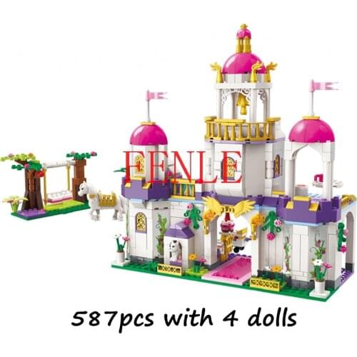Friend Princess castle Violet Royal Carriag Car Building Blocks Sets Compatible castle Princess toys for girls children