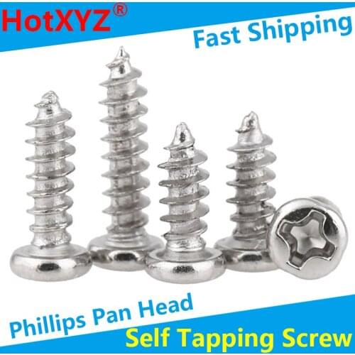 HotXYZ Nickelizing Cross Recessed PA GB/T845 Phillips Round Pan Head Self Tapping Small Mini Wood Screws M1M1.2M1.4M1.7M2M3