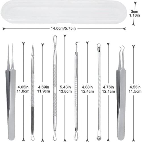 Blackhead Remover Kit of 6 Pcs Acne Extractor Comedones Tweezers Pimple Spot and Zit Removal Tools With Plastic Storage Case