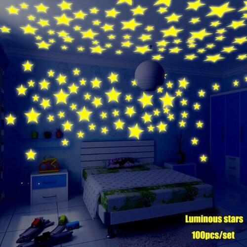 Room Stickers Children Room Decoration Glow in the Dark 3CM 100 PCS/Lot Luminous Stars Wall Art Sticker Wall Stickers for Kids