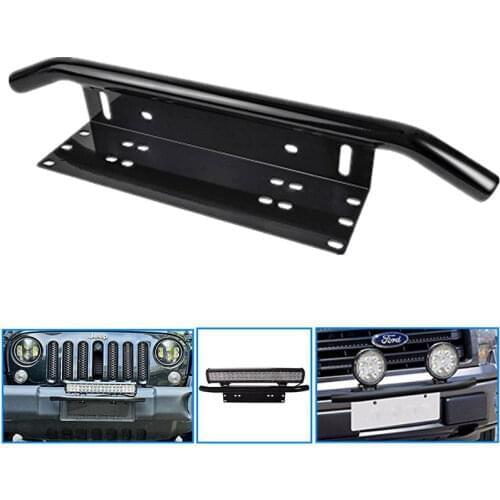 Stainless Steel Bull Bar Type Car SUV Bumper License Plate Work Lamp Bracket Kit CSL2019