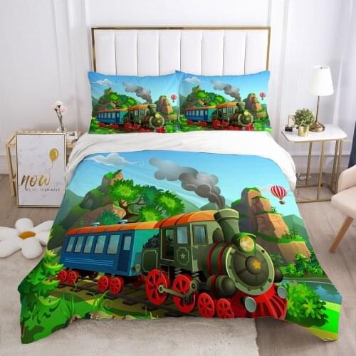 3D Duvet Cover Sets Bedding Set Quilt Covers Pillowcase Comforter Case Bed Linen Cartoon Double Size Little Train Home Textile
