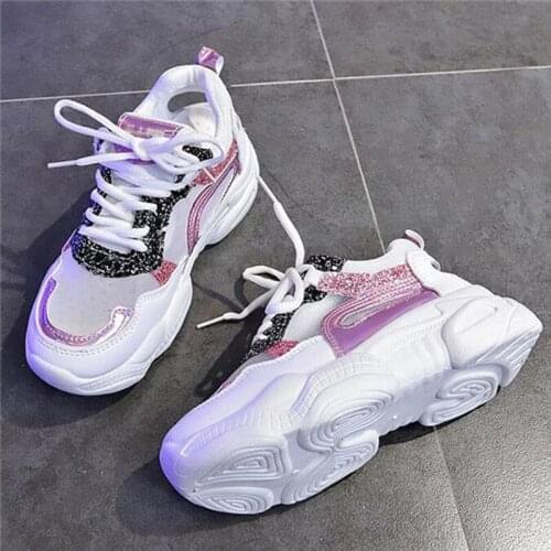 Outdoor Women Shoes Spring Sneakers Women Fashion Bling Platform Shoes Ladies Footwear Breathable Mesh Sneakers