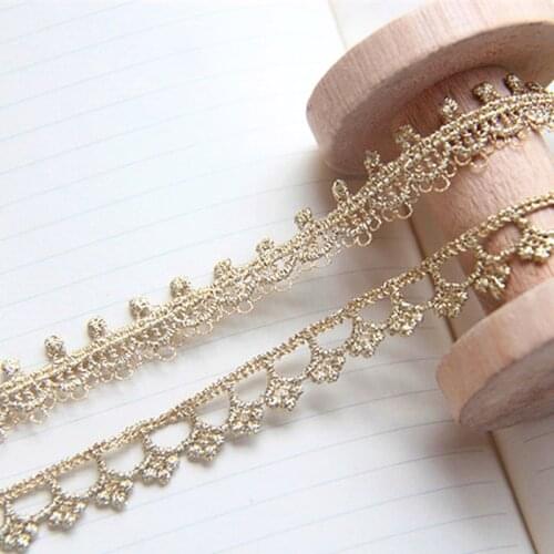 5 Yds Gold Embroidery Lace Metallic Guipure Lace White And Black Scalloped Lace Sewing Garment Accessories 1 cm