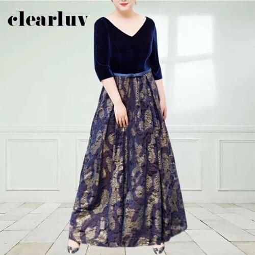 Patchwork A-Line Robe De Soiree DR1116 Navy Blue Women Party Gowns 2020 Plus Size Evening Dresses Lace Up Vestidos De Fiesta