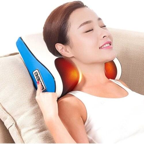 Neck Massager Roller Cervical Spine Massager Waist Shoulder Back Electric Multifunction Massage Pillow Chair Full Body Cushion