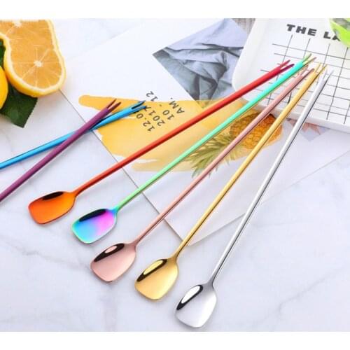 Long Handle Shovel Coffee Tea Ice Cream Metal Spoon Gift Creative Bar Stainless Steel Dessert TablewareSet Housewares Kitchen